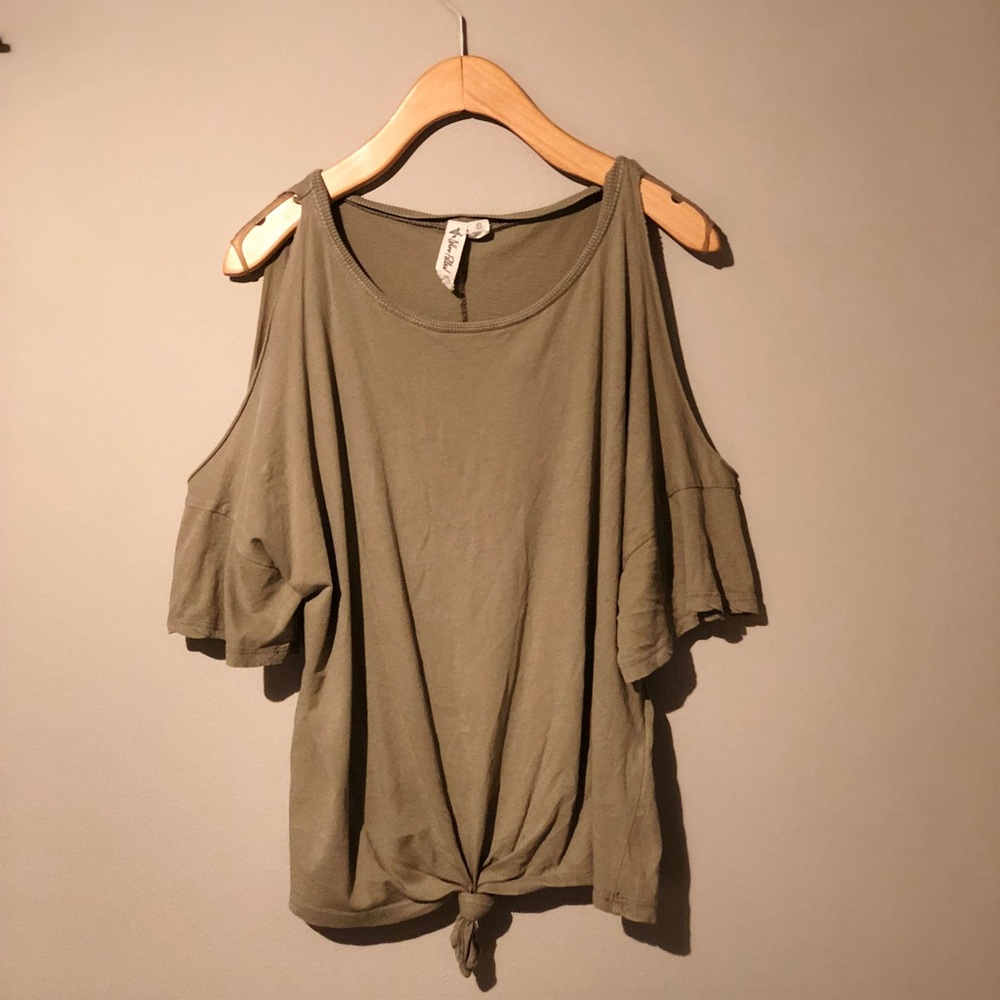 Olive Shoulder Cut Out Top